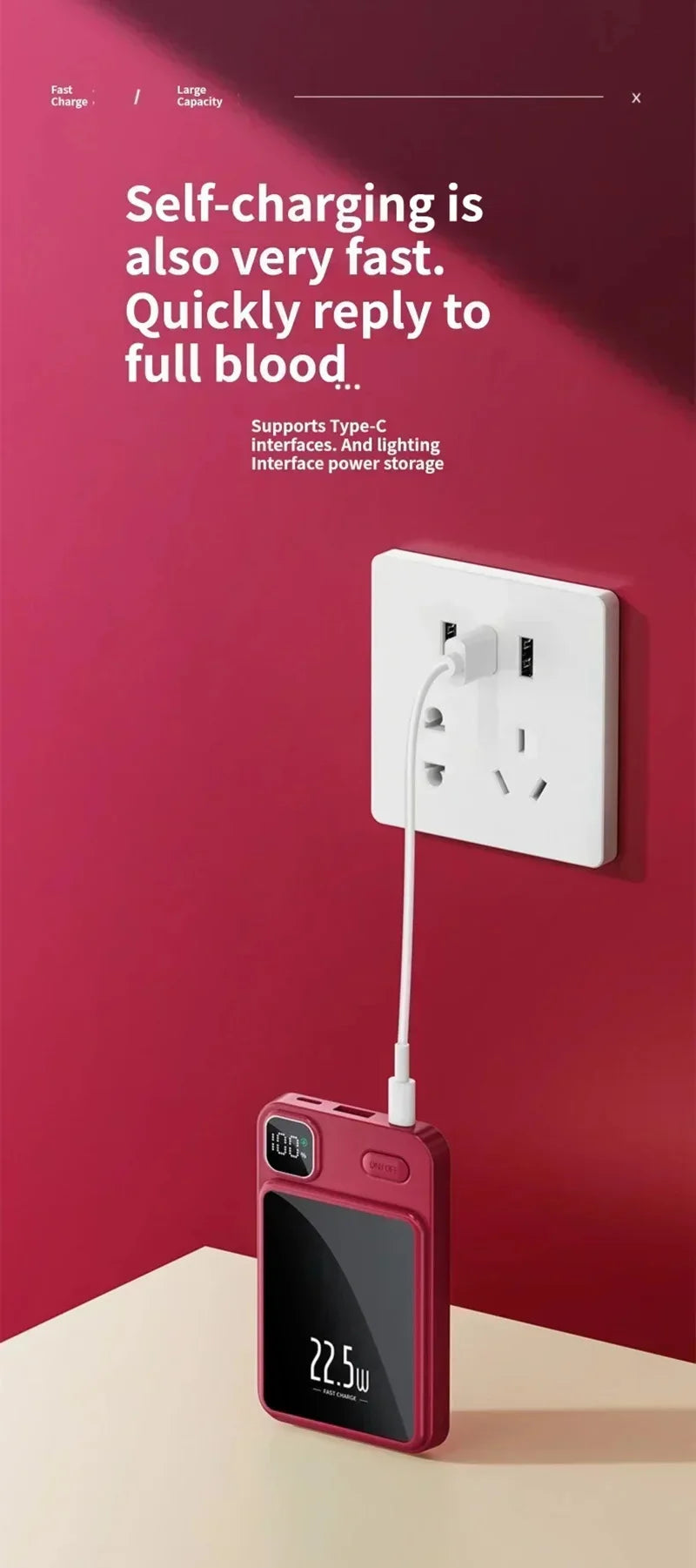 Carregador magnético sem fio power bank magsafe